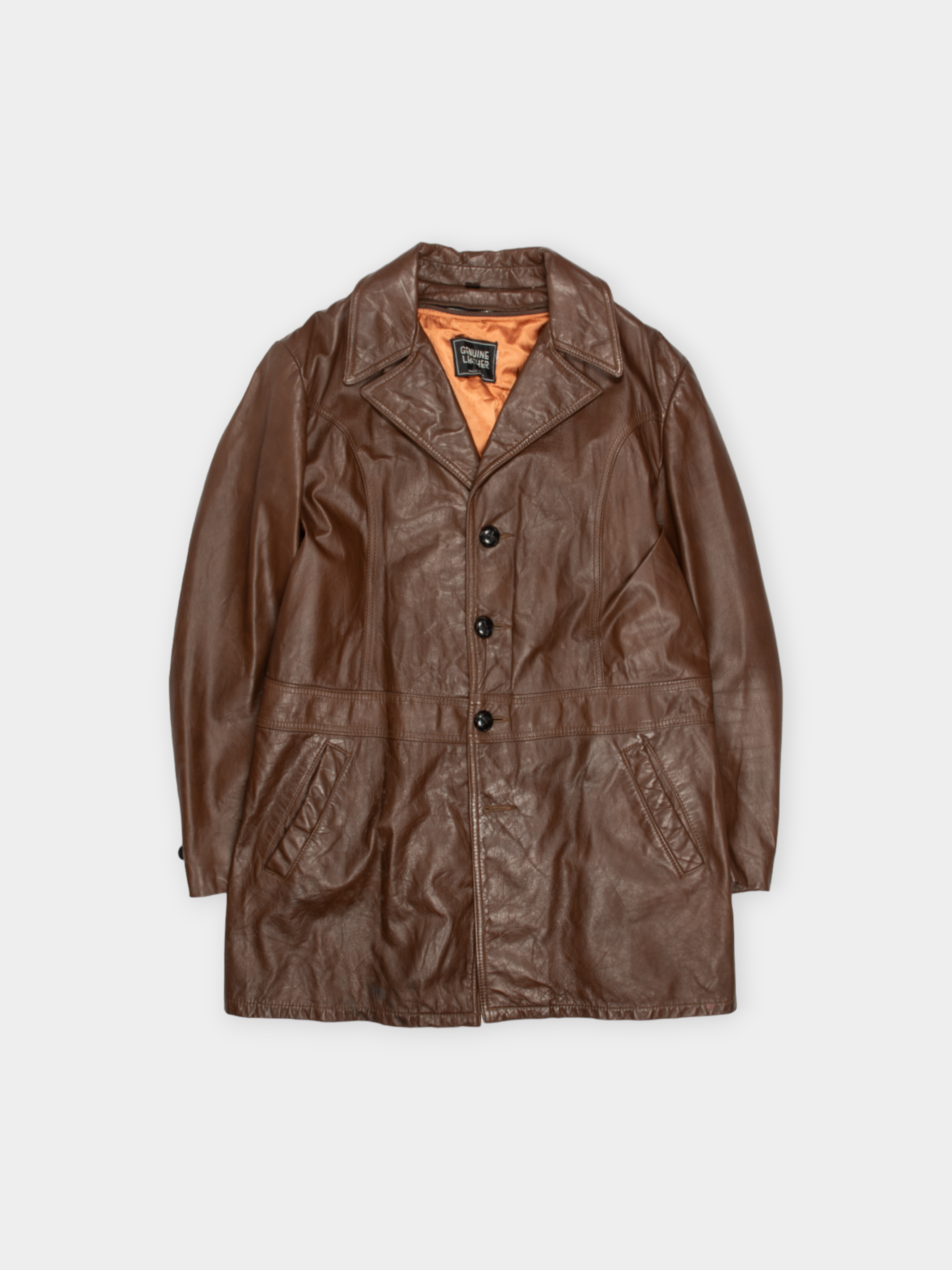 70s Genuine Leather Brown Jacket XXL - The Thrift