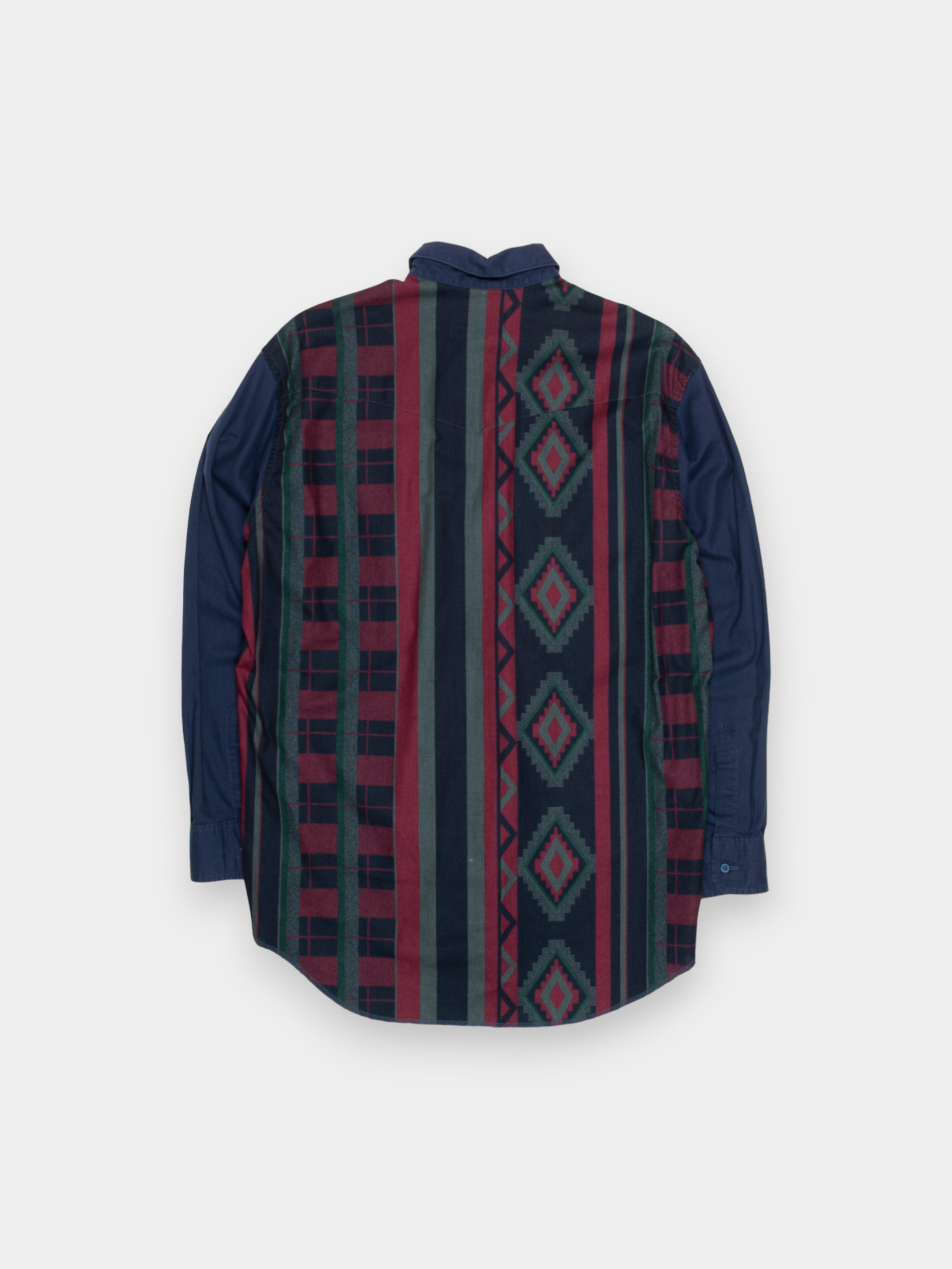 90s Wrangler Navy Multi Pattern Western Shirt M - The Thrift