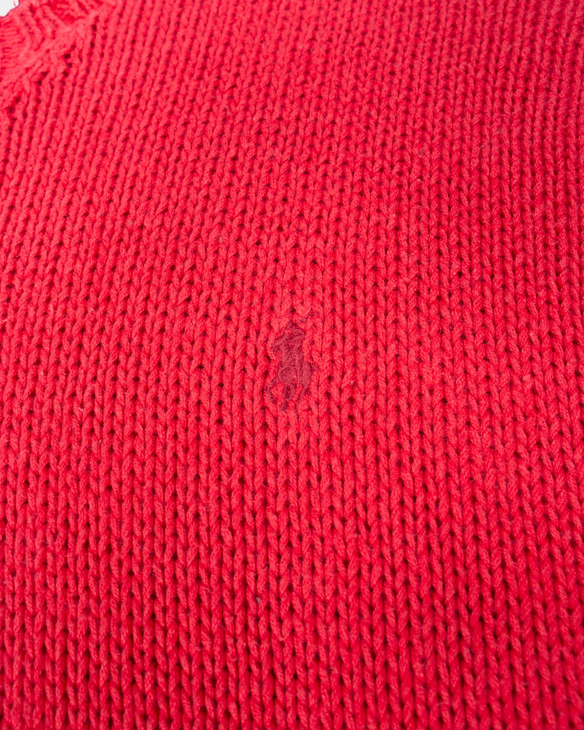 90s Polo Ralph Lauren Red Linen Sweater L - The Thrift