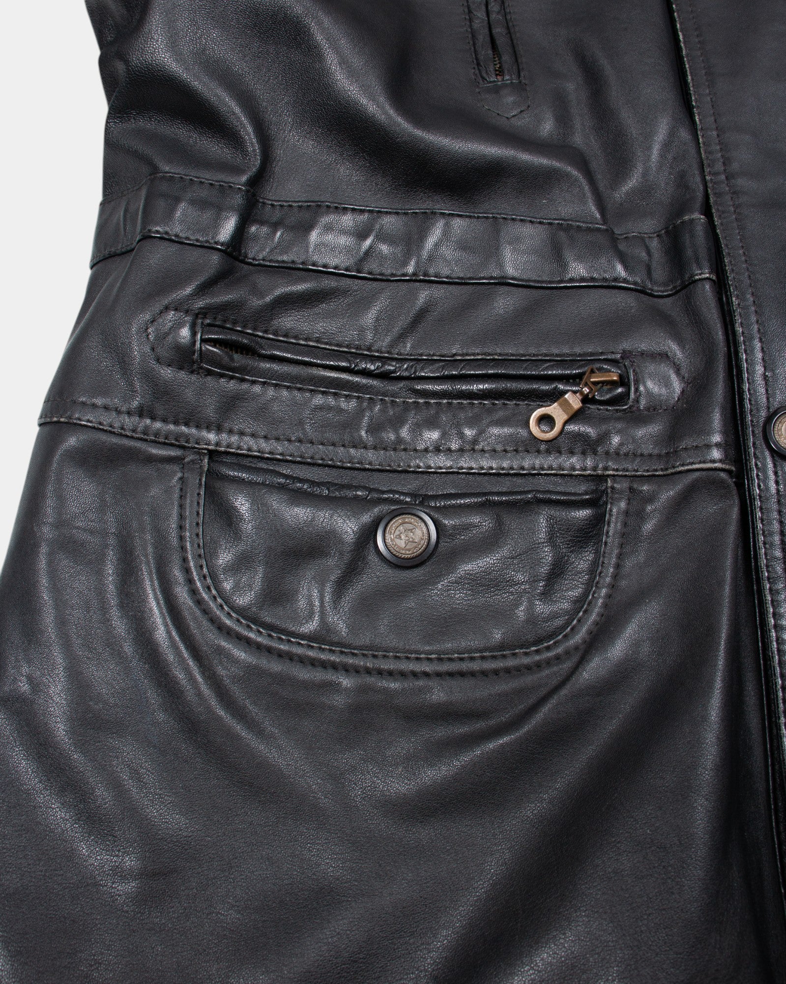 90s Exclusive Leather Black Jacket XL - The Thrift