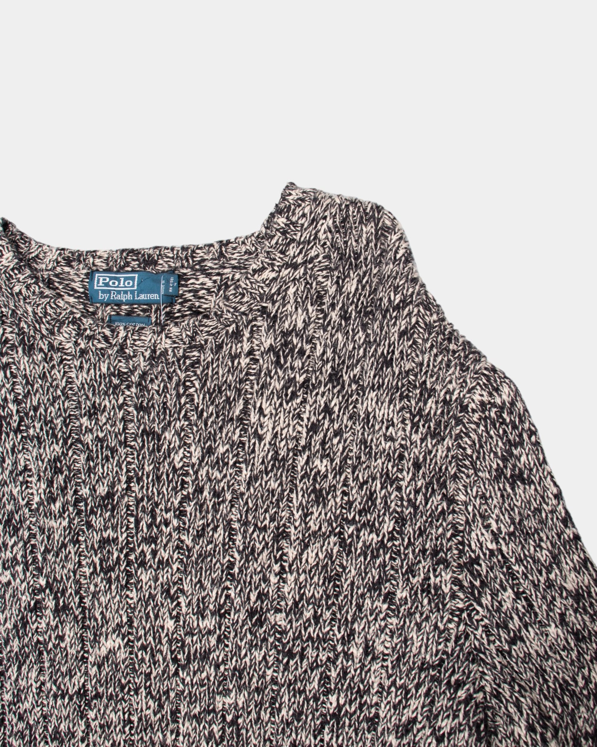90s Polo Ralph Lauren Black & White Knit Sweater L - The Thrift