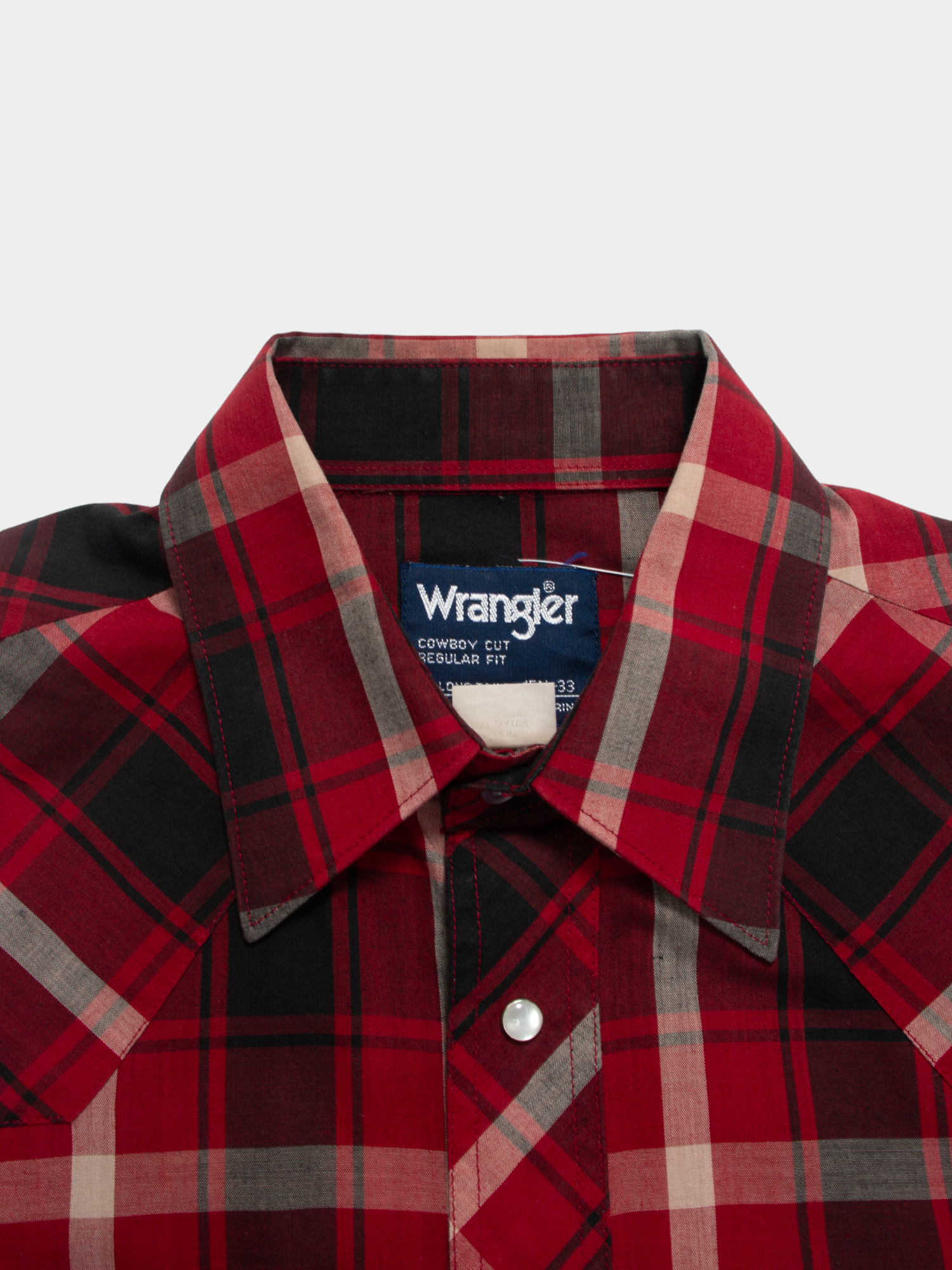 90s Wrangler Red Plaid Cowboy Western Shirt M - The Thrift