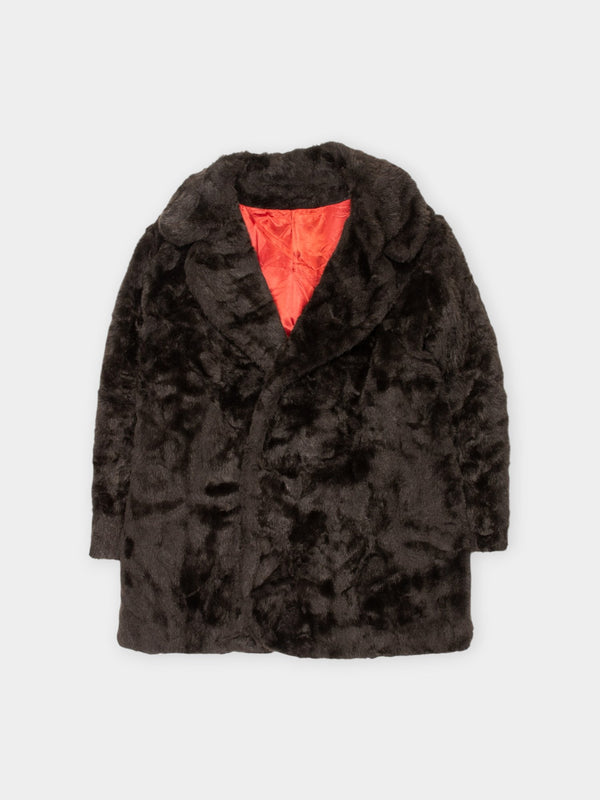 70s Brown Faux Fur Coat XL